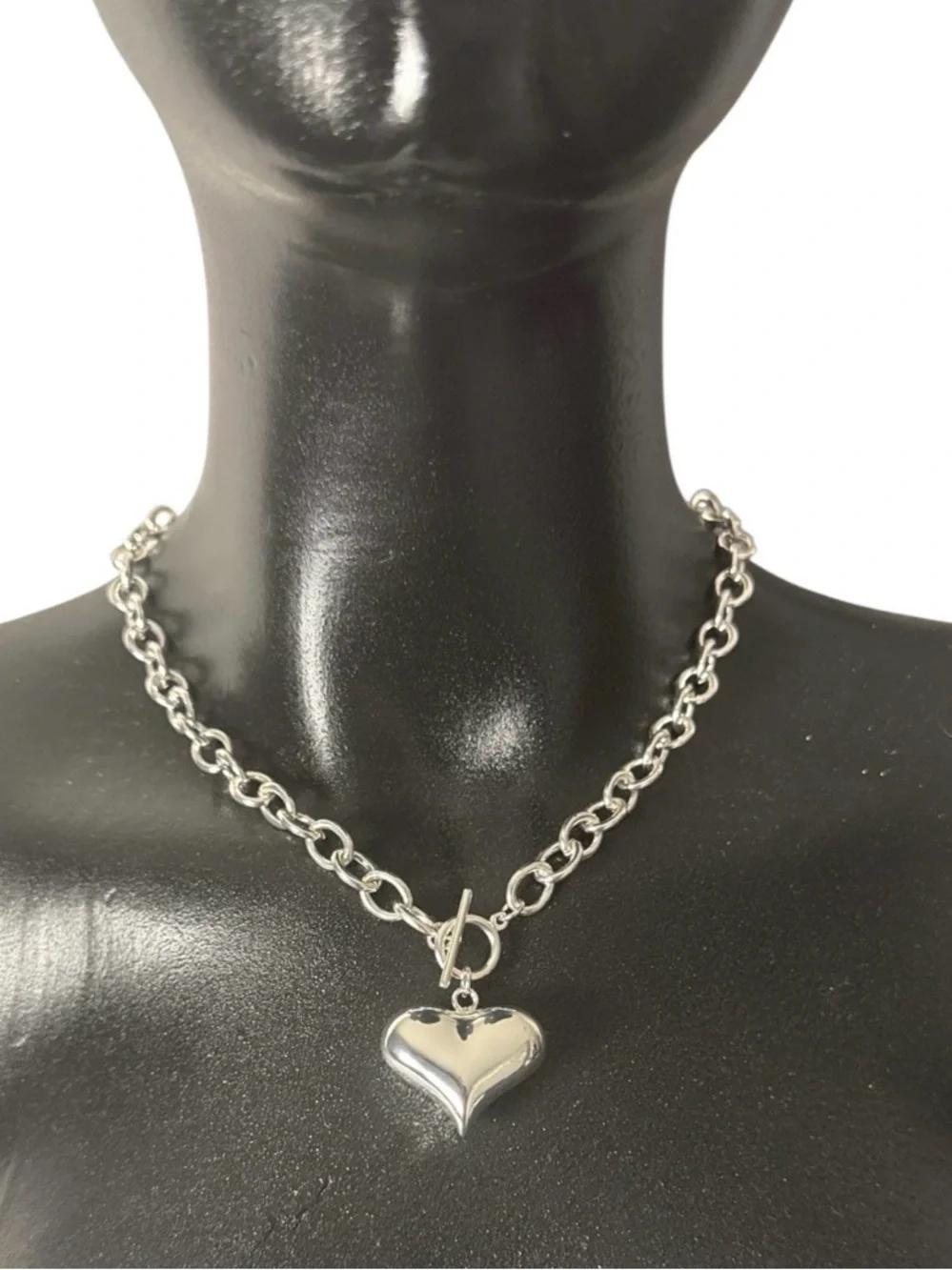 Polished Silver Heart Toggle Necklace - Women's Jewelry